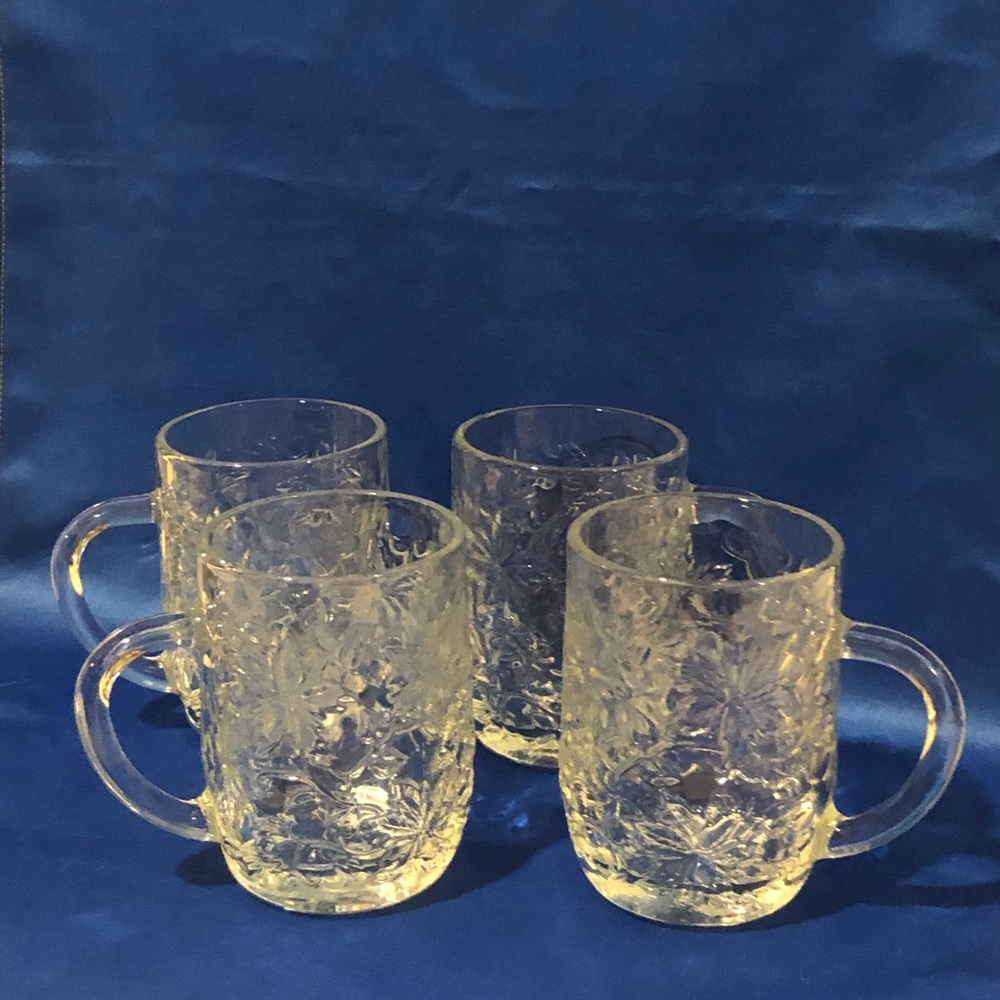 Princess House #516 Fantasia Crystal glass set of 4 Mugs Cups Unused!